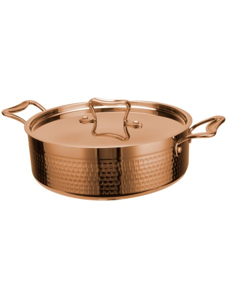 Professional Hammered Triple-Layer Stainless Steel Saucepan ø200×125mm 3.9L with Copper Finish for Commercial Kitchens