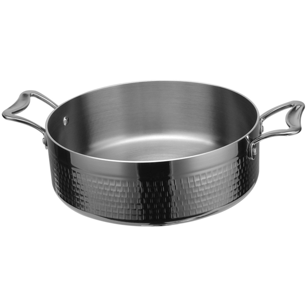 Professional Hammered Triple-Layer Stainless Steel Saucepan ø260×150mm 7.9L Silver Finish for Commercial Kitchens