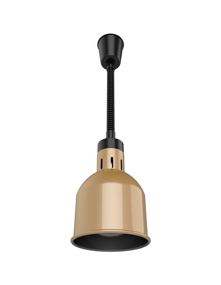 Professional Single Head Hanging Warming Lamp, Infrared Food Warmer with Copper Finish, Ø170×261mm - Ideal for Commercial Kitche