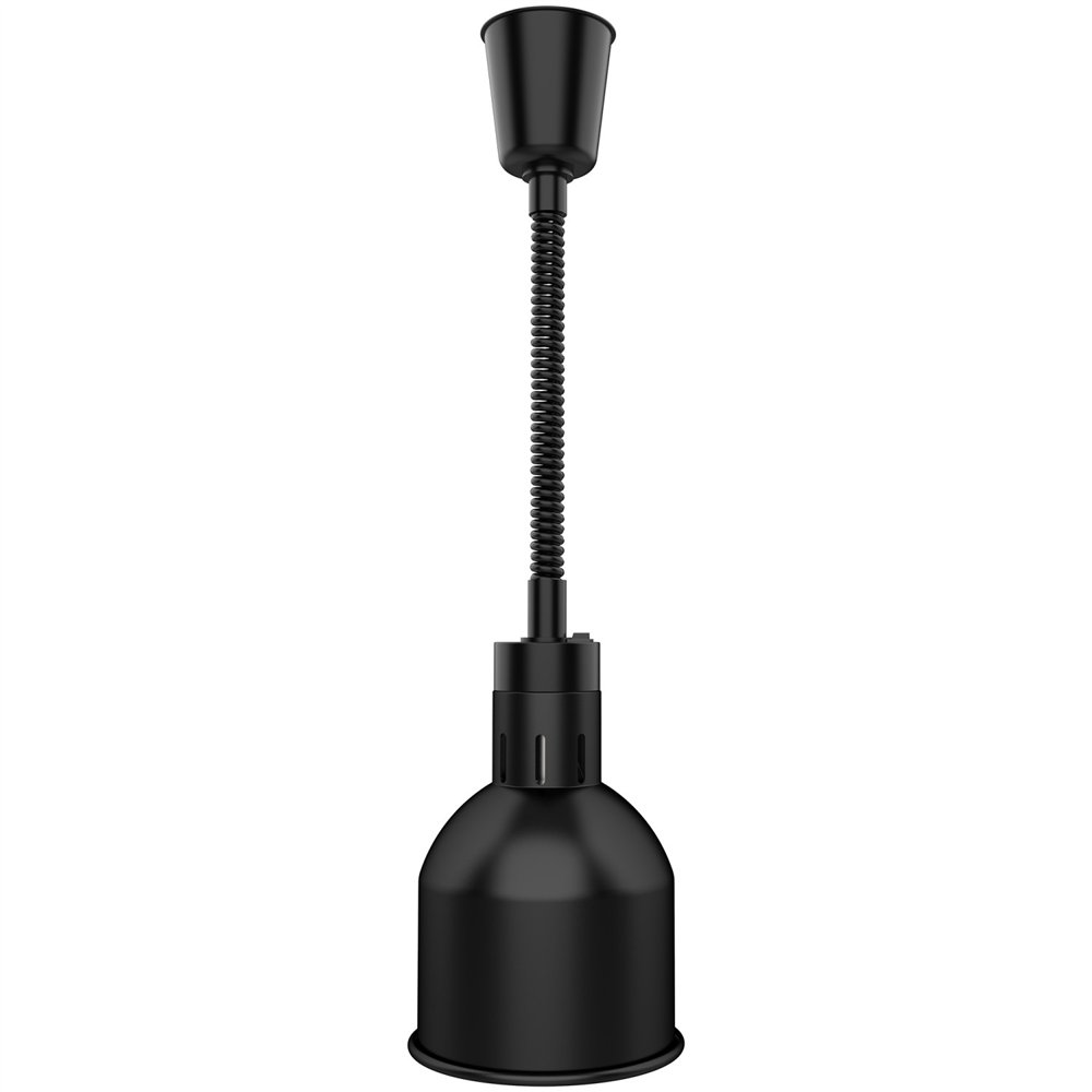 Professional Single Head Hanging Infrared Food Warmer Lamp, Black Finish, Ø170×261mm - Ideal for Commercial Kitchens
