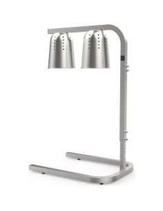 Professional Double Head Freestanding Warming Lamp Infrared Food Warmer, Silver Finish, Ideal for Commercial Kitchens, Size 470×