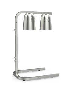 Professional Double Head Freestanding Warming Lamp Infrared Food Warmer, Silver Finish, Ideal for Commercial Kitchens, Size 470× 2