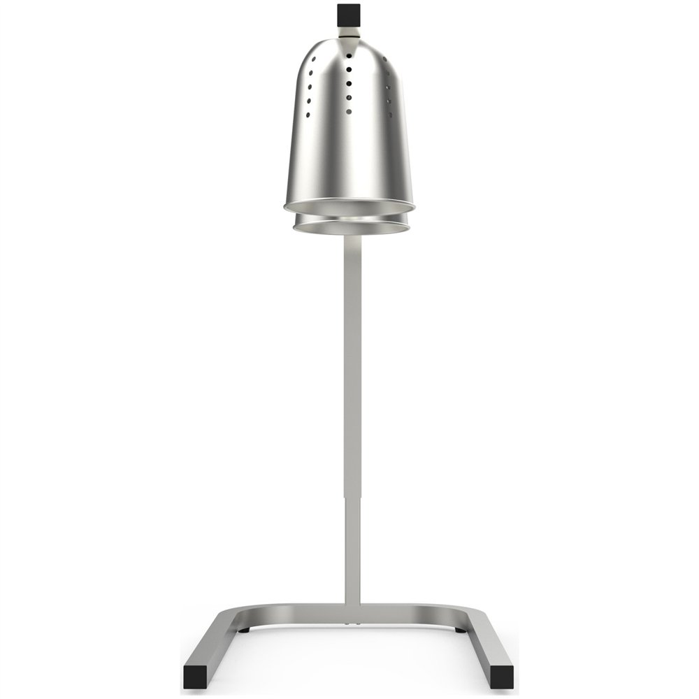 Professional Double Head Freestanding Warming Lamp Infrared Food Warmer, Silver Finish, Ideal for Commercial Kitchens, Size 470×
