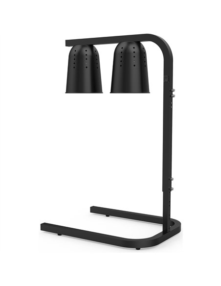 Professional Double Head Freestanding Warming Lamp, Infrared Food Warmer, Black Finish, Ideal for Commercial Kitchens, Size: 470