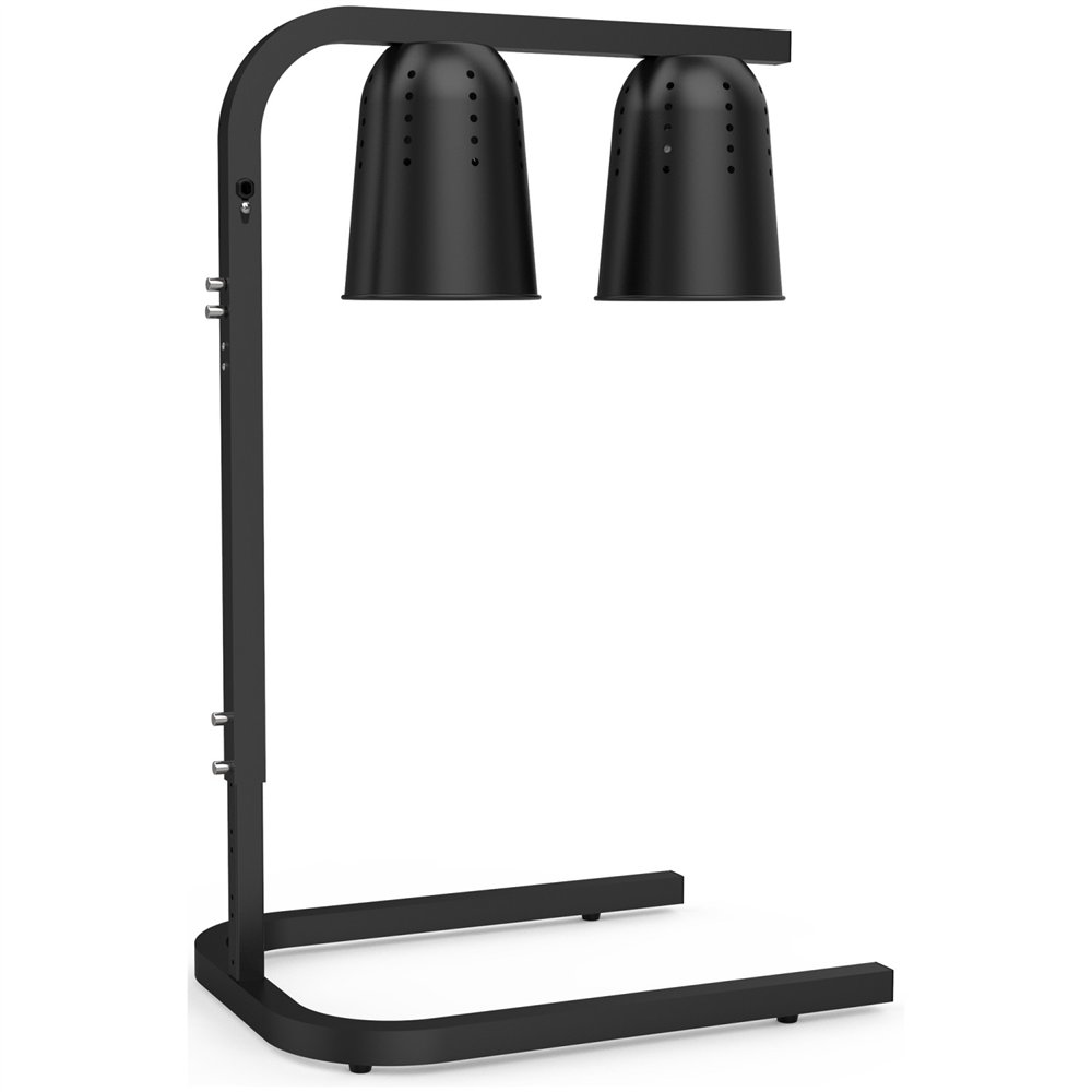 Professional Double Head Freestanding Warming Lamp, Infrared Food Warmer, Black Finish, Ideal for Commercial Kitchens, Size: 470