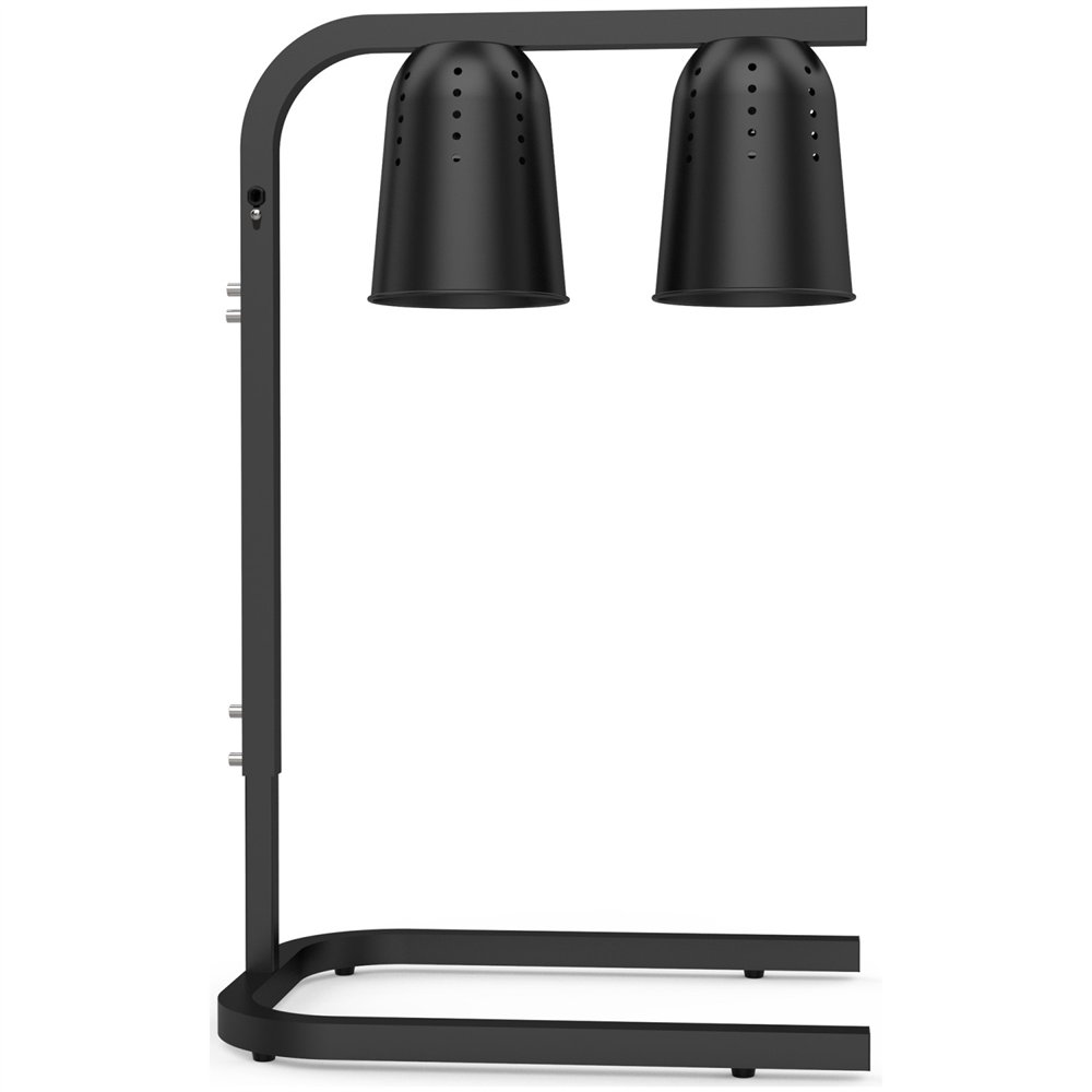 Professional Double Head Freestanding Warming Lamp, Infrared Food Warmer, Black Finish, Ideal for Commercial Kitchens, Size: 470