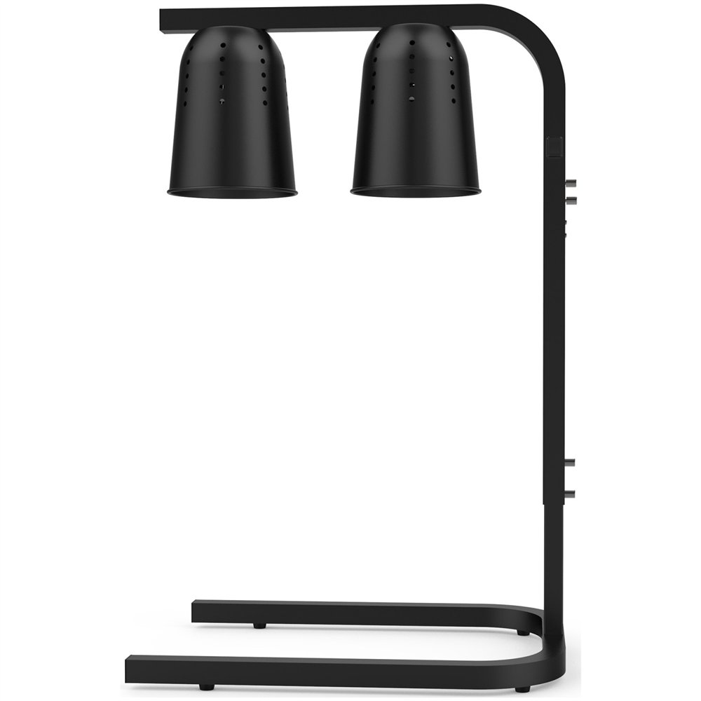 Professional Double Head Freestanding Warming Lamp, Infrared Food Warmer, Black Finish, Ideal for Commercial Kitchens, Size: 470
