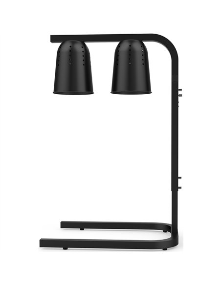 Professional Double Head Freestanding Warming Lamp, Infrared Food Warmer, Black Finish, Ideal for Commercial Kitchens, Size: 470