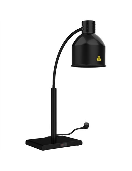 Professional Single Head Freestanding Flexible Warming Lamp, Infrared Food Warmer, Black Finish, Ideal for Commercial Kitchens, 
