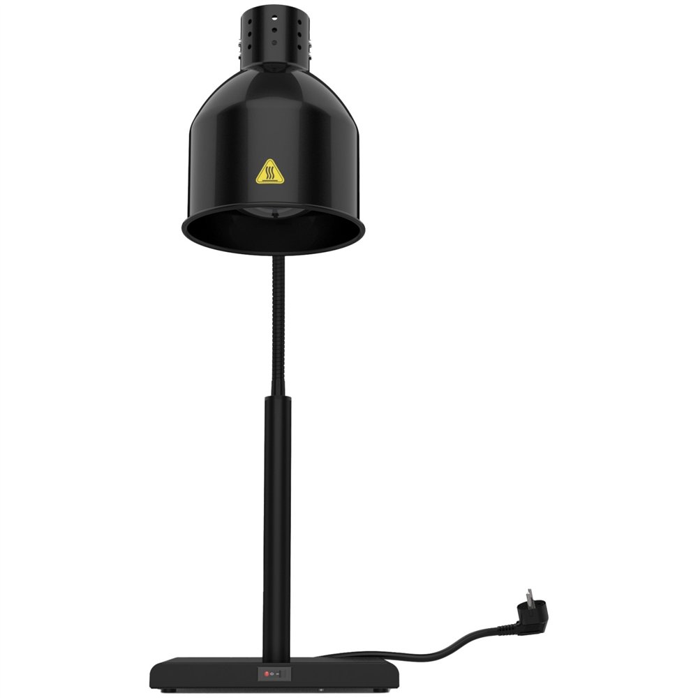 Professional Single Head Freestanding Flexible Warming Lamp, Infrared Food Warmer, Black Finish, Ideal for Commercial Kitchens, 