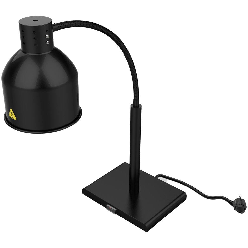 Professional Single Head Freestanding Flexible Warming Lamp, Infrared Food Warmer, Black Finish, Ideal for Commercial Kitchens, 