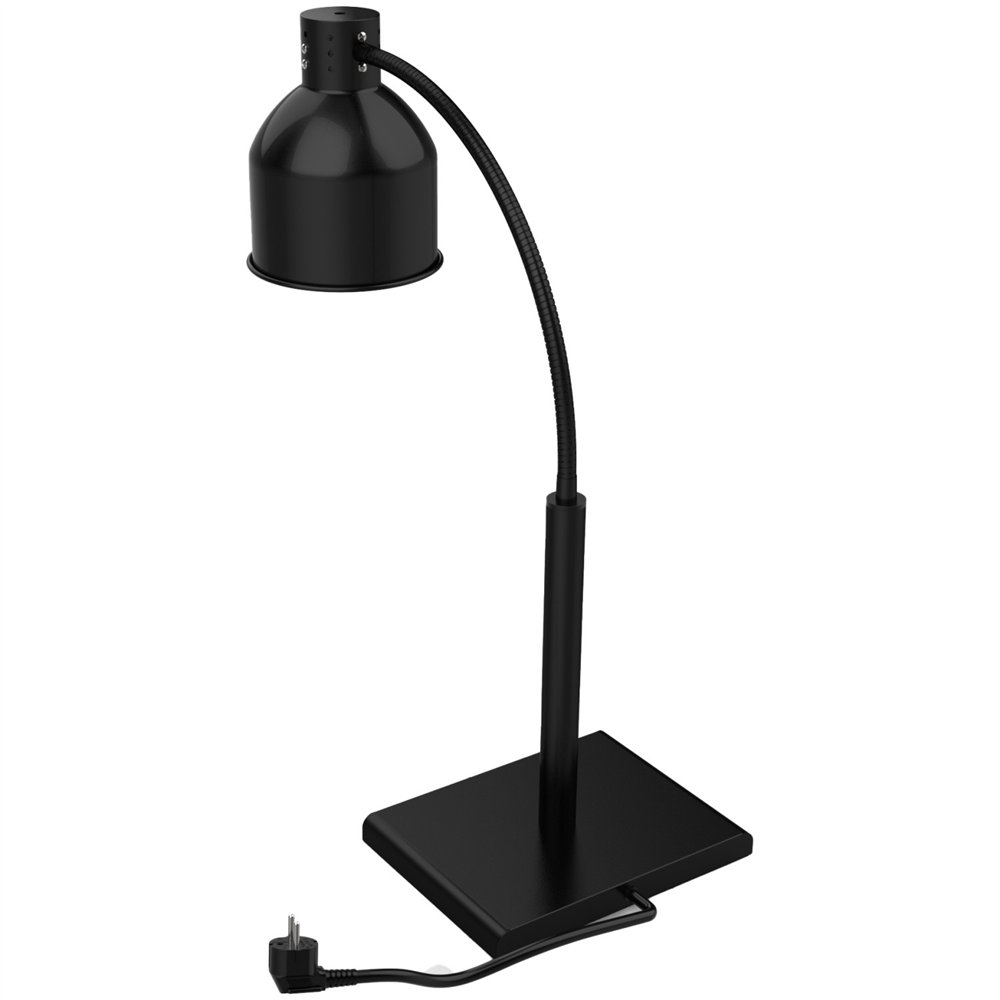 Professional Single Head Freestanding Flexible Warming Lamp, Infrared Food Warmer, Black Finish, Ideal for Commercial Kitchens, 
