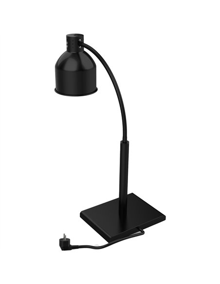 Professional Single Head Freestanding Flexible Warming Lamp, Infrared Food Warmer, Black Finish, Ideal for Commercial Kitchens, 