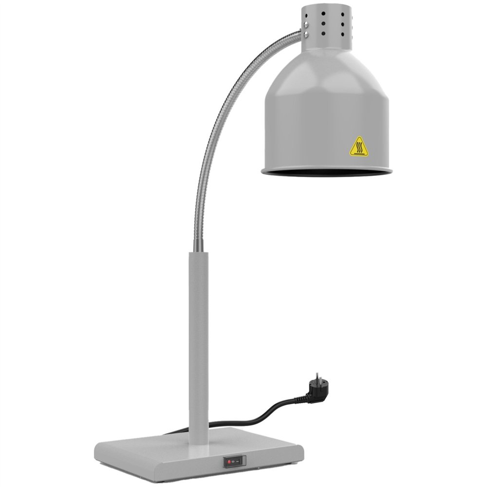 Professional Single Head Freestanding Infrared Food Warmer with Flexible Warming Lamp, Grey Finish, Ideal for Commercial Kitchen