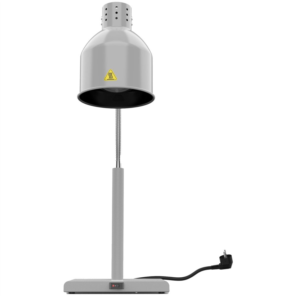 Professional Single Head Freestanding Infrared Food Warmer with Flexible Warming Lamp, Grey Finish, Ideal for Commercial Kitchen