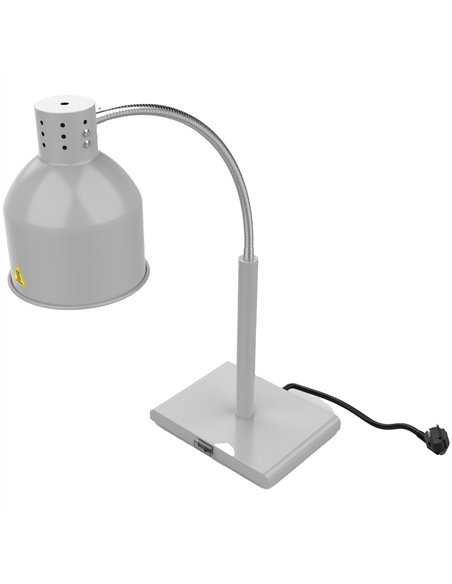 Professional Single Head Freestanding Infrared Food Warmer with Flexible Warming Lamp, Grey Finish, Ideal for Commercial Kitchen