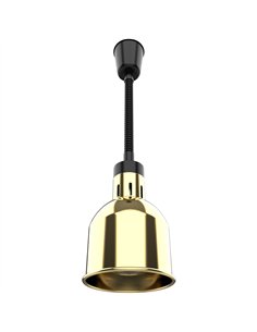 Professional Single Head Hanging Warming Lamp, Infrared Food Warmer with Gold Finish, Ø170×261mm - Ideal for Commercial Kitchens