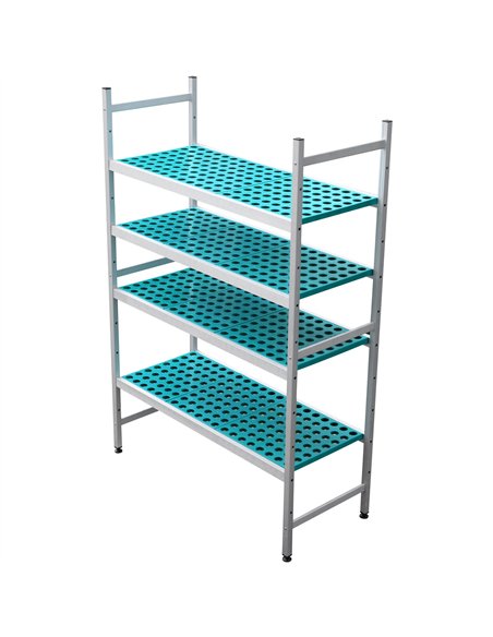 Professional 4-Tier Fixed Shelving Unit, Environmental Polymer, Vented for Cold & Wet Areas, Ideal for Commercial Kitchens, 1151