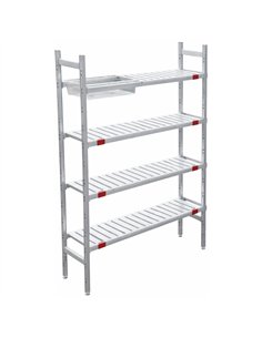 Professional 4-Tier Fixed Shelving Unit with Slatted Shelves, Ideal for Commercial Kitchens & Storage Areas, 925×355×1700mm