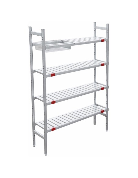 Professional 4-Tier Fixed Shelving Unit with Slatted Shelves, Ideal for Commercial Kitchens & Storage Areas, 925×355×1700mm