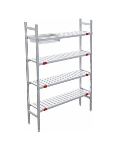 Professional 4-Tier Fixed Shelving Unit with Slatted Shelves, Ideal for Commercial Kitchens & Storage Areas, Size: 1525×355×1700