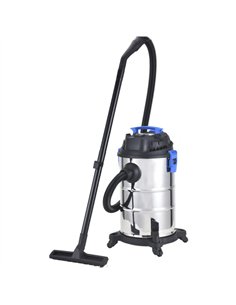 Professional Stainless Steel Wet & Dry Vacuum Cleaner with External Power Socket 30L 1200W for Commercial Kitchens