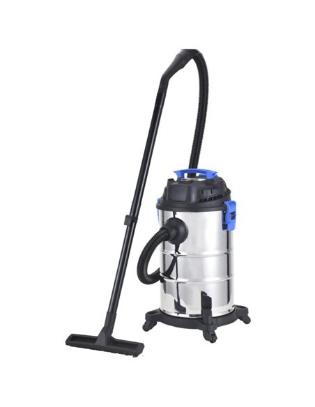 Professional Stainless Steel Wet & Dry Vacuum Cleaner with External Power Socket 30L 1200W for Commercial Kitchens