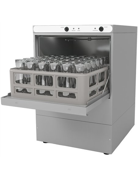 Professional Commercial Glasswasher with 400mm Basket, Rinse, Detergent & Drain Pump - Ideal for Busy Kitchens, Made in Europe
