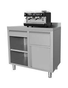Professional Stainless Steel Tall Coffee Station Table with Drawer 1000×600×1150mm for Commercial Kitchens