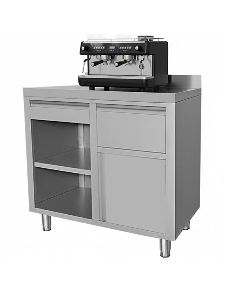 Professional Stainless Steel Tall Coffee Station Table with Drawer 1000×600×1150mm for Commercial Kitchens