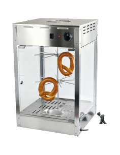 Professional Stainless Steel Churro/Pretzel Warmer with Rotating Rack, Inside Lamp, and Adjustable Thermostat for 14” Snacks - I