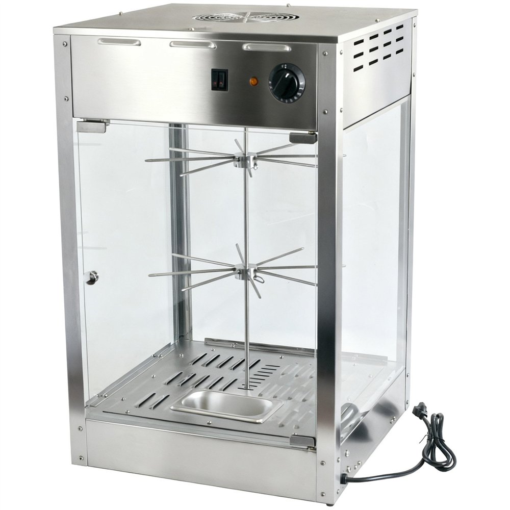 Professional Stainless Steel Churro/Pretzel Warmer with Rotating Rack, Inside Lamp, and Adjustable Thermostat for 14” Snacks - I
