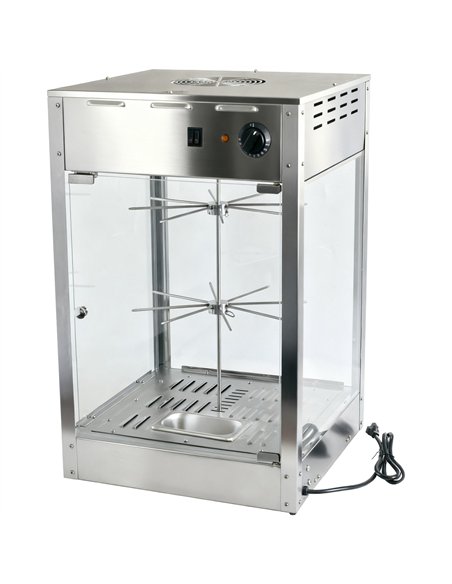 Professional Stainless Steel Churro/Pretzel Warmer with Rotating Rack, Inside Lamp, and Adjustable Thermostat for 14” Snacks - I