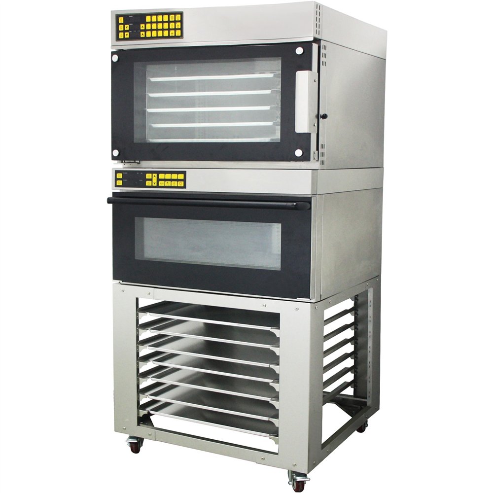 Professional Stainless Steel Combi/Convection Oven Base with 7-Layer GN Pan Rack, Mobile with Wheels, Fits 400x600mm Pans - Idea