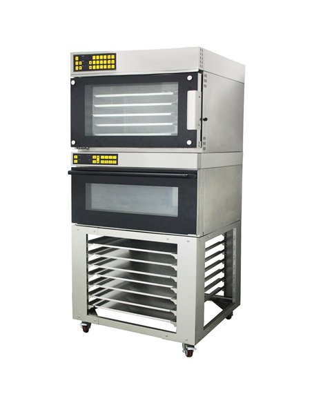 Professional Stainless Steel Combi/Convection Oven Base with 7-Layer GN Pan Rack, Mobile with Wheels, Fits 400x600mm Pans - Idea