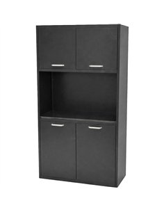 Professional Heavy Duty Steel Upright Storage Cabinet with 4 Doors, 1850x900x400mm, Black - Ideal for Commercial Kitchens