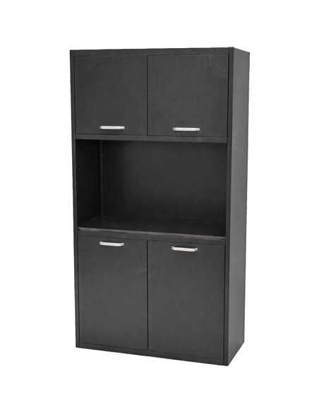 Professional Heavy Duty Steel Upright Storage Cabinet with 4 Doors, 1850x900x400mm, Black - Ideal for Commercial Kitchens