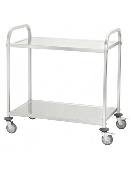 Professional 2-Tier Stainless Steel Serving Trolley 750×400×835 mm for Commercial Kitchens