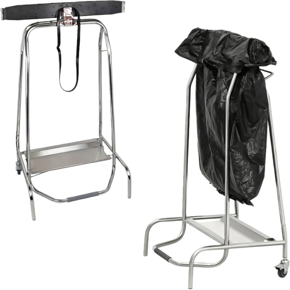 Professional Stainless Steel Trash Bag Holder Cart for Commercial Kitchens, Dimensions 430×530×960 mm