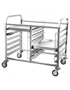 Professional Stainless Steel Double Rack/Tray/Pan Trolley for Commercial Kitchens, 600×400mm 6×2 Tier, 900×820×950mm Size