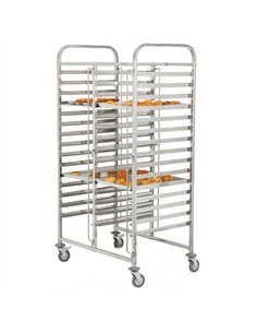 Professional Stainless Steel Double Rack/Tray/Pan Trolley for Commercial Kitchens, Bakery 600×400mm 15×2 Tier 900×820×1700mm