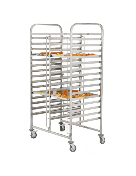 Professional Stainless Steel Double Rack/Tray/Pan Trolley for Commercial Kitchens, Bakery 600×400mm 15×2 Tier 900×820×1700mm