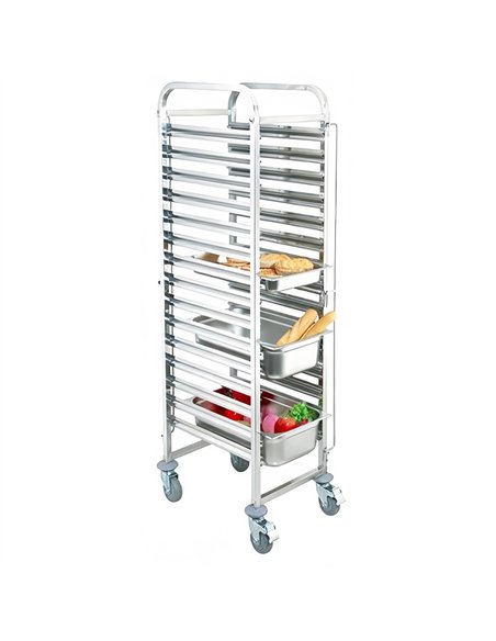 Professional Stainless Steel GN Pan Trolley, 1/1 GN, 15 Tier, 380×550×1700mm - Ideal for Commercial Kitchens