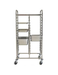 Professional Double GN Pan Trolley, Stainless Steel, 1/1 GN, 15x2 Tier, 740x550x1700mm - Ideal for Commercial Kitchens 2