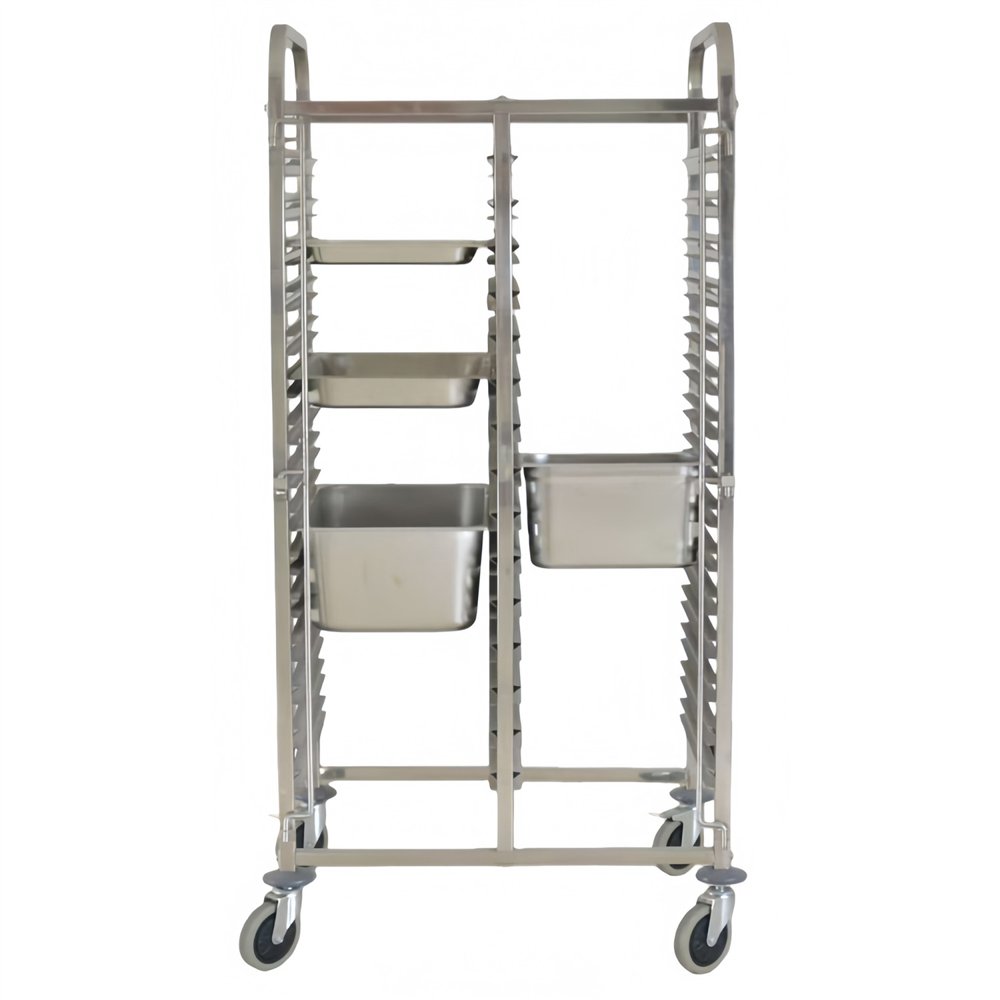 Professional Double GN Pan Trolley, Stainless Steel, 1/1 GN, 15x2 Tier, 740x550x1700mm - Ideal for Commercial Kitchens