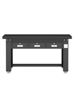 Professional Heavy Duty Steel Work Table with 3 Drawers, 1500x750 mm - Black, Ideal for Commercial Kitchens