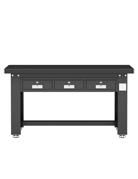 Professional Heavy Duty Steel Work Table with 3 Drawers, 1500x750 mm - Black, Ideal for Commercial Kitchens