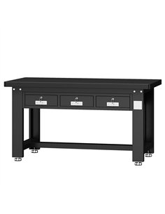 Professional Heavy Duty Steel Work Table with 3 Drawers, 1500x750 mm - Black, Ideal for Commercial Kitchens 2