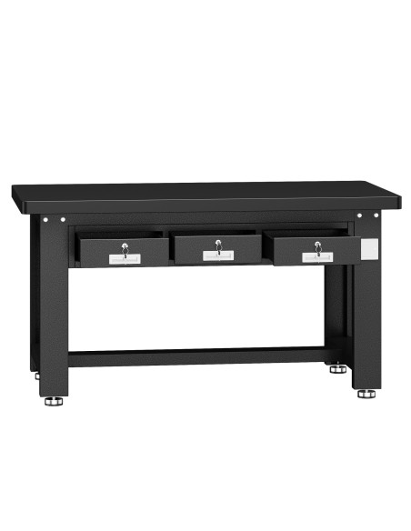 Professional Heavy Duty Steel Work Table with 3 Drawers, 1500x750 mm - Black, Ideal for Commercial Kitchens