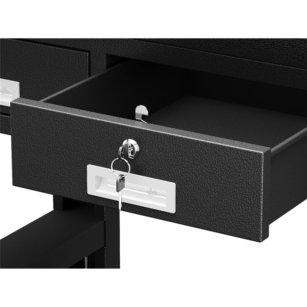 Professional Heavy Duty Steel Work Table with 3 Drawers, 1500x750 mm - Black, Ideal for Commercial Kitchens